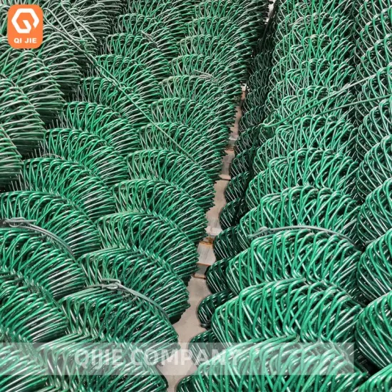 Garden Security Galvanized Chain Link Wire Mesh Fence Netting Panel Plastic Coated Green Color